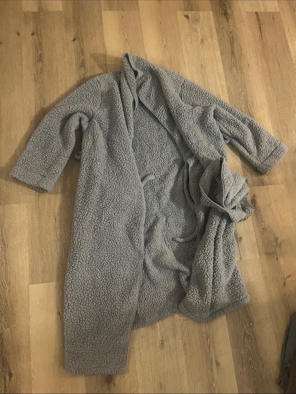 Sonoma Gray Plush Teddy Fleece Robe with Tie